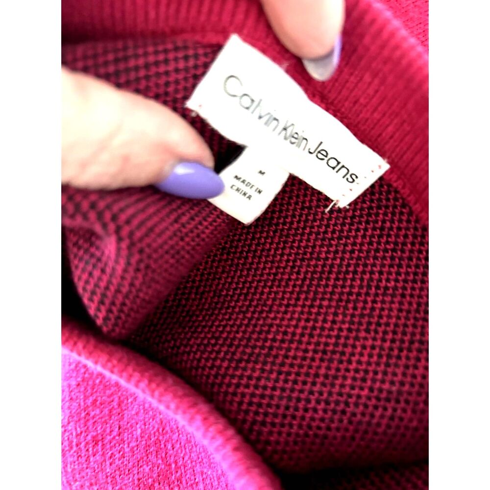 Calvin Klein Jeans Logo Sweater Hot Pink and Black Women's Size M Pullover - Picture 5 of 5